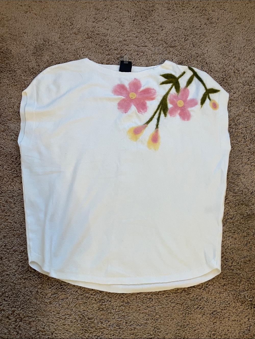 White Floral Accent Women's Sweater